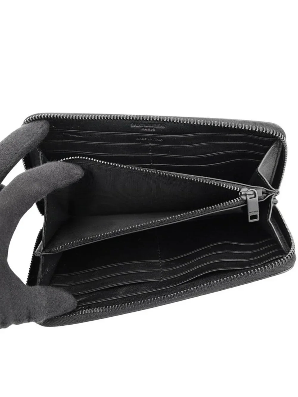 Saint Laurent Paris Wallet le Monogram Zip Around Leather Black - Picture 4 of 9